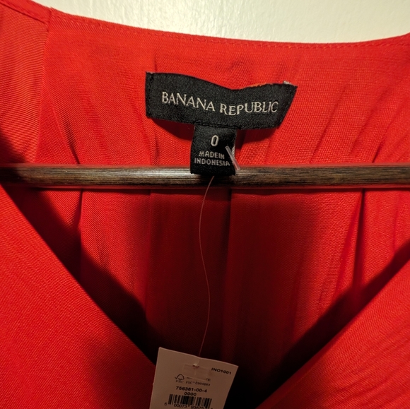 Banana Republic, v-neck maxi dress, orange red, size 0 - Picture 3 of 5